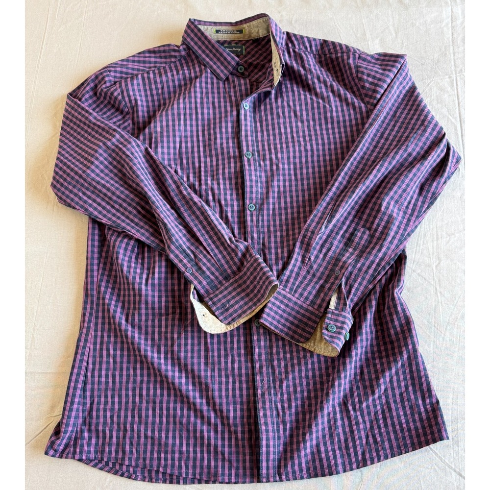 William Murray Shirt Large Golf Purple Button Down Long Sleeve Flip Cuff Mens